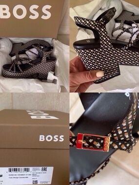 NWT HUGO BOSS Fax-Leather Platform Sandals size 9
